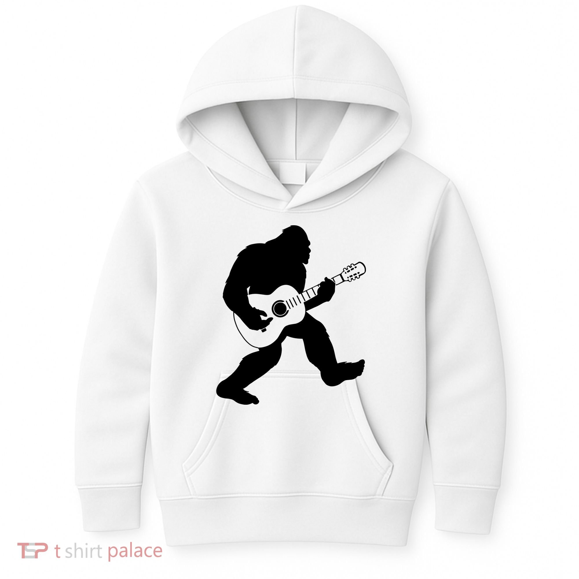 Bigfoot Playing Acoustic Guitar Kids Hoodie