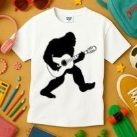 Bigfoot Playing Acoustic Guitar Kids T-Shirt thumb 3