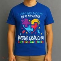 Blue Proud Autism Awareness Grandma Grandson I Am His Voice Cool Gift T-Shirt thumb 3