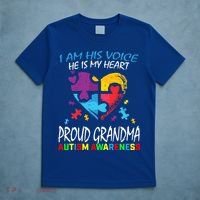 Blue Proud Autism Awareness Grandma Grandson I Am His Voice Cool Gift T-Shirt thumb 5
