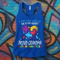 Blue Proud Autism Awareness Grandma Grandson I Am His Voice Cool Gift Women's Tank Top thumb 3