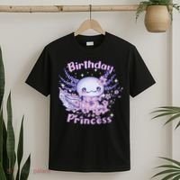 Birthday Princess And Axolotl Birthday T-Shirt thumb 2