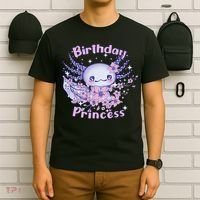 Birthday Princess And Axolotl Birthday T-Shirt thumb 6