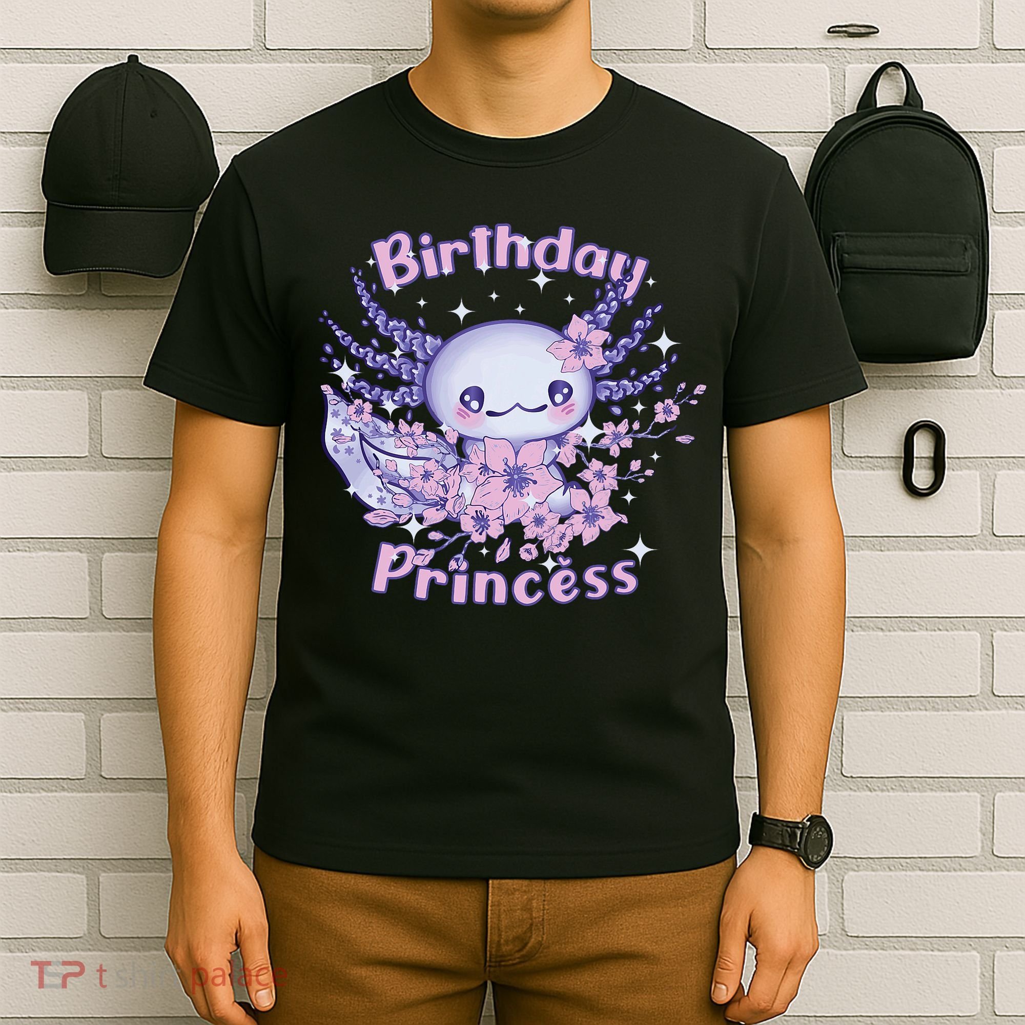 Birthday Princess And Axolotl Birthday T-Shirt