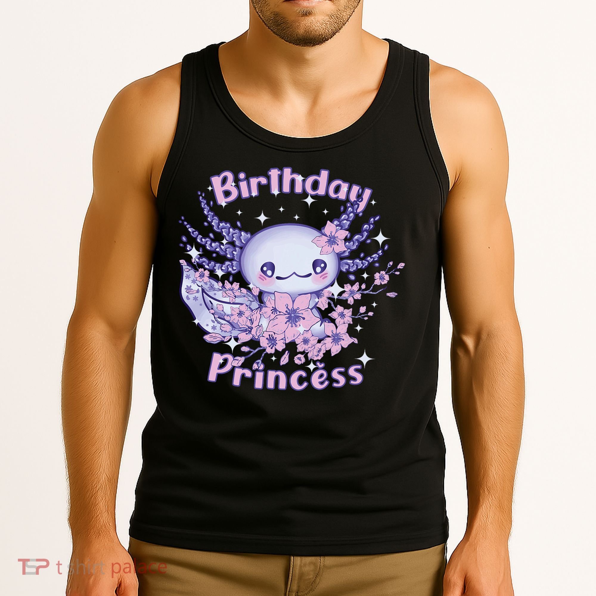 Birthday Princess And Axolotl Birthday Tank Top