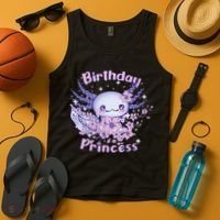 Birthday Princess And Axolotl Birthday Tank Top thumb 4