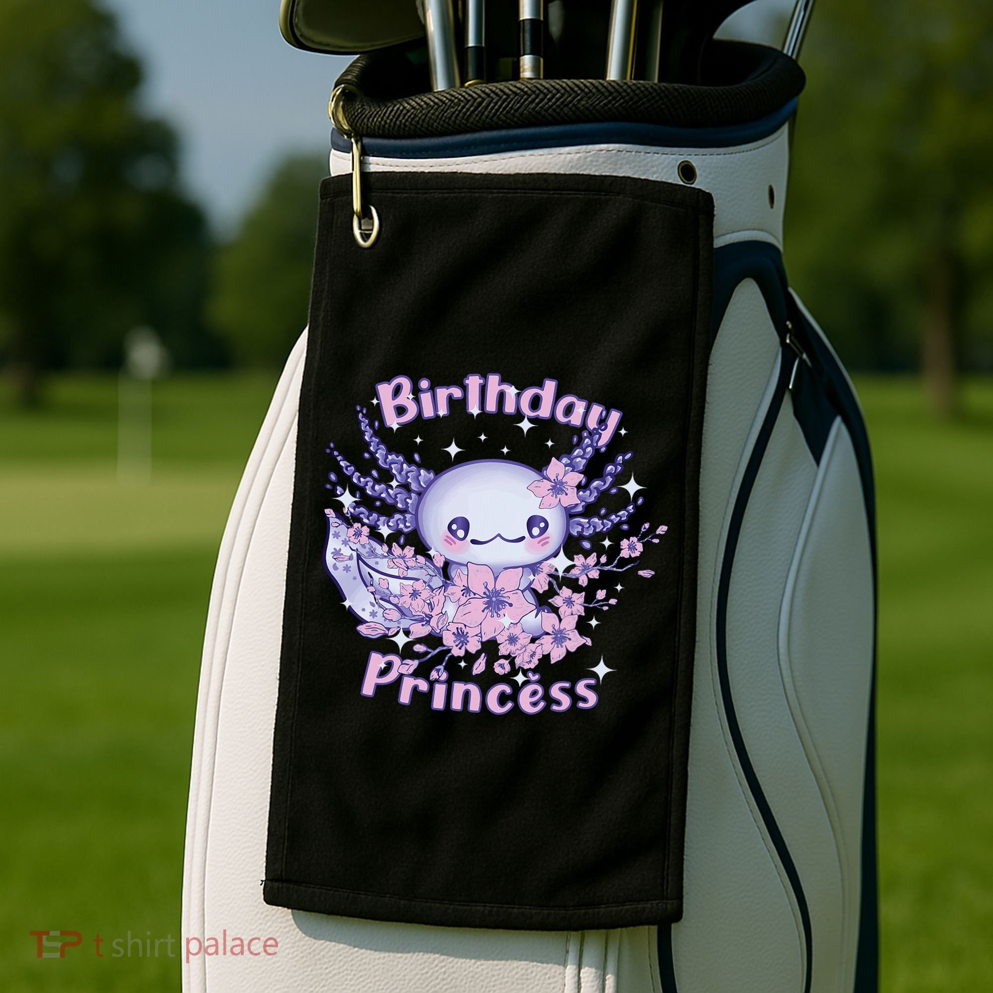 Birthday Princess And Axolotl Birthday Golf Towel