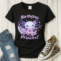 Birthday Princess And Axolotl Birthday Women's T-Shirt thumb 3