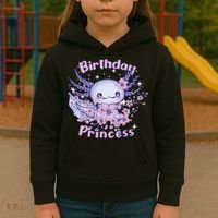 Birthday Princess And Axolotl Birthday Kids Hoodie thumb 3