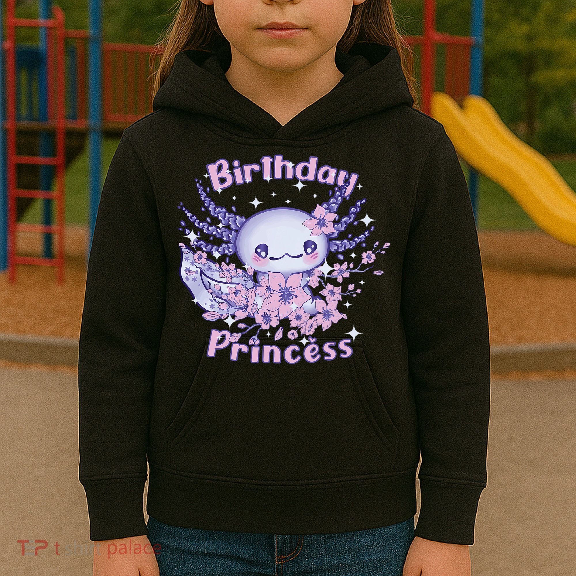Birthday Princess And Axolotl Birthday Kids Hoodie