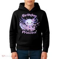 Birthday Princess And Axolotl Birthday Kids Hoodie thumb 4