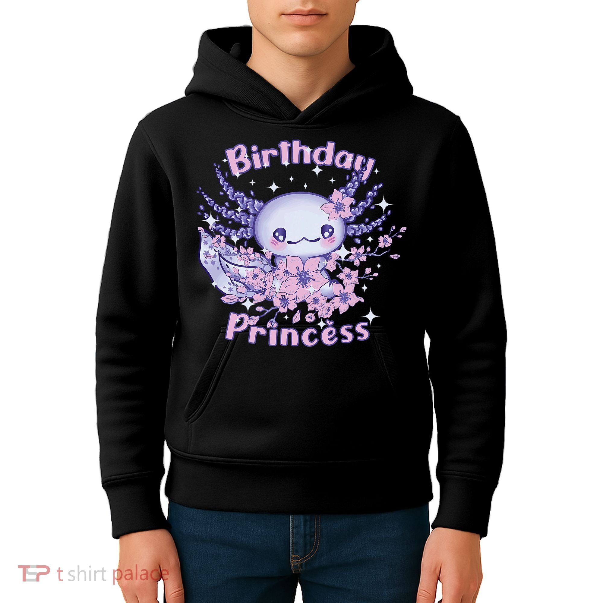 Birthday Princess And Axolotl Birthday Kids Hoodie