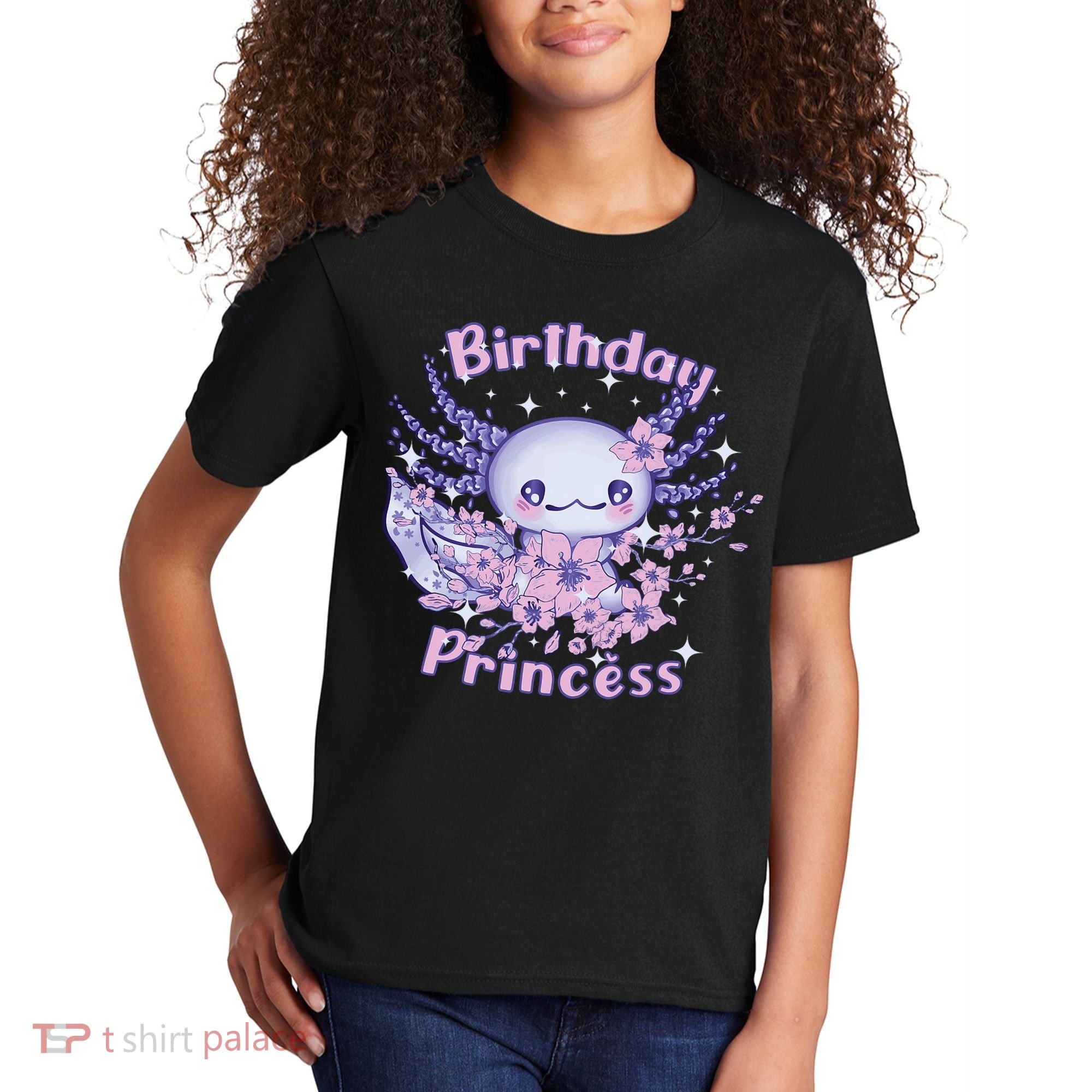 Birthday Princess And Axolotl Birthday Kids T-Shirt