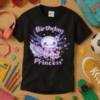 Birthday Princess And Axolotl Birthday Kids T-Shirt thumb 3