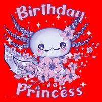 Birthday Princess And Axolotl Birthday Santa Hat thumb 1