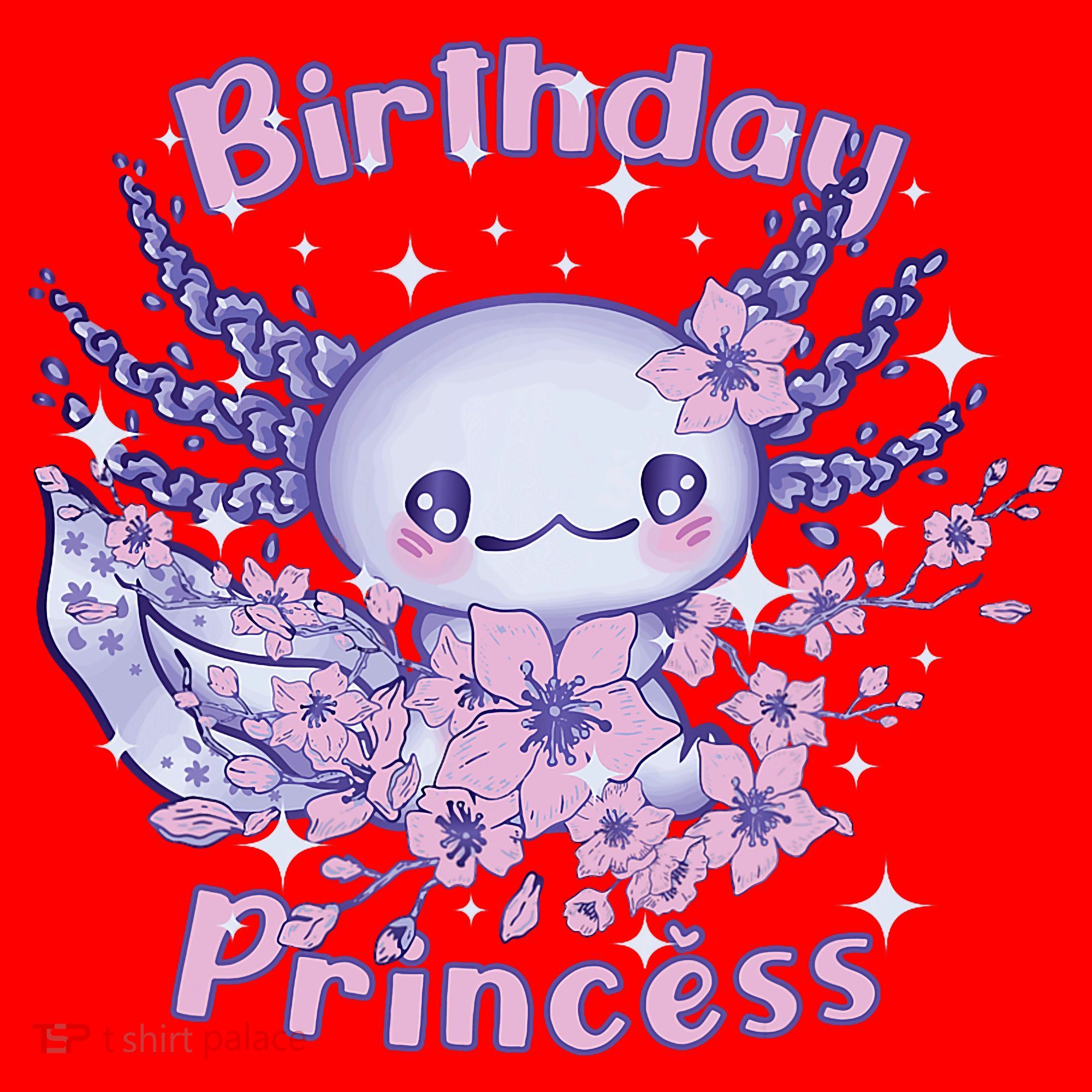 Birthday Princess And Axolotl Birthday Santa Hat