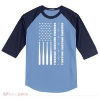 Baseball Player American Flag Patriotic Boy Baseball Raglan Baseball Sleeve Shirt thumb 0