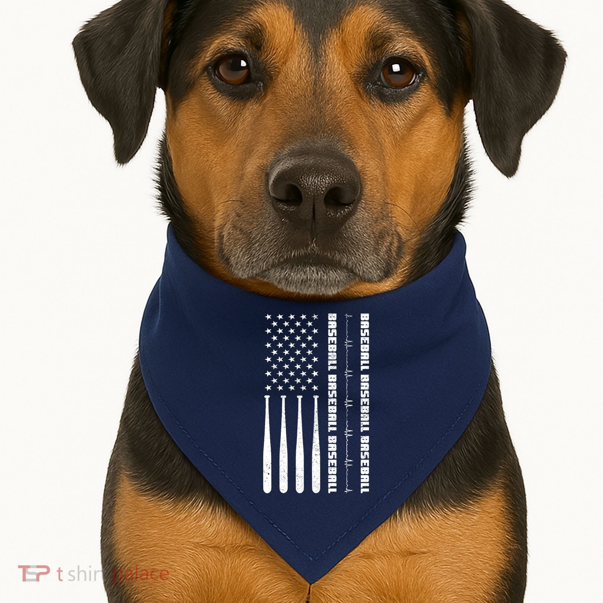 Baseball Player American Flag Patriotic Boy Baseball USA-Made Doggie Bandana