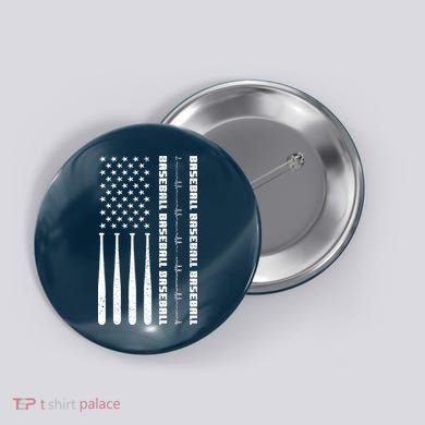 Baseball Player American Flag Patriotic Boy Baseball Button