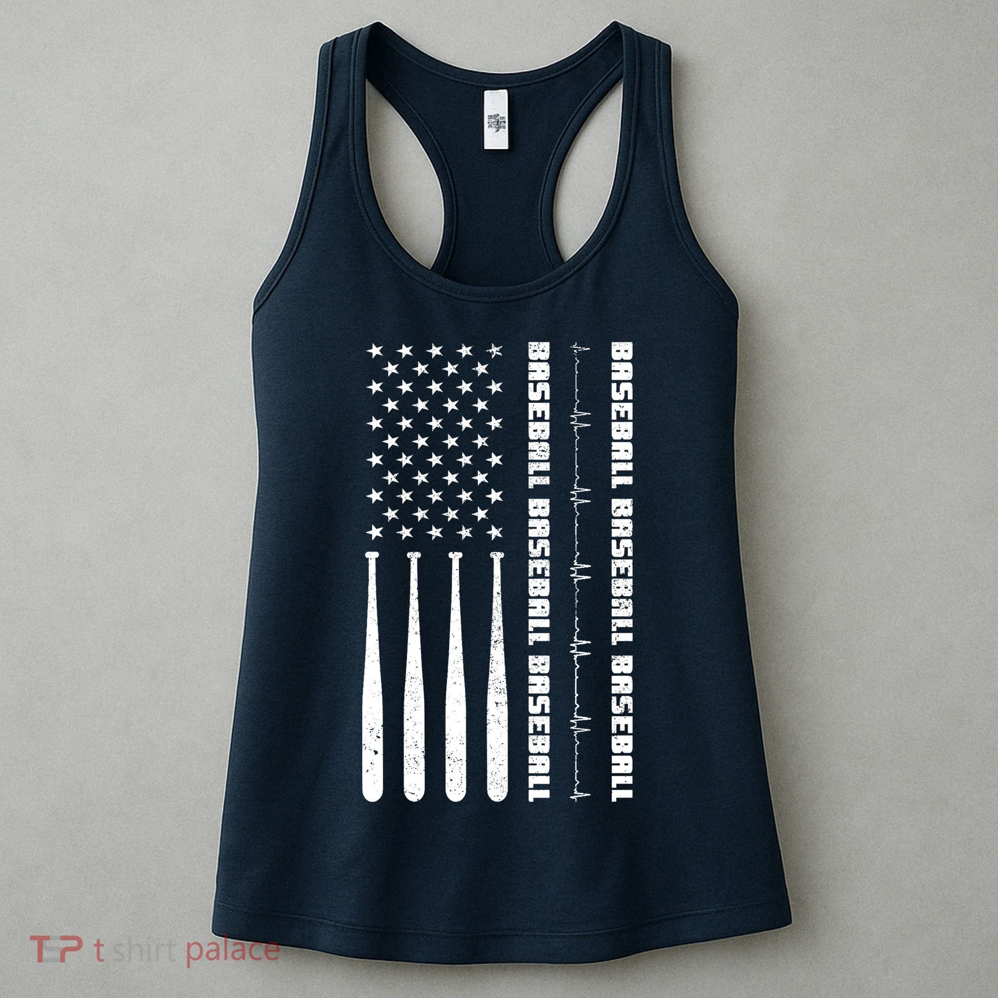 Baseball Player American Flag Patriotic Boy Baseball Women's Tank Top