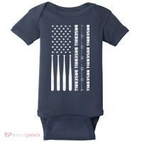 Baseball Player American Flag Patriotic Boy Baseball Baby Bodysuit thumb 0