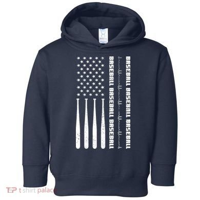 Baseball Player American Flag Patriotic Boy Baseball Toddler Hoodie
