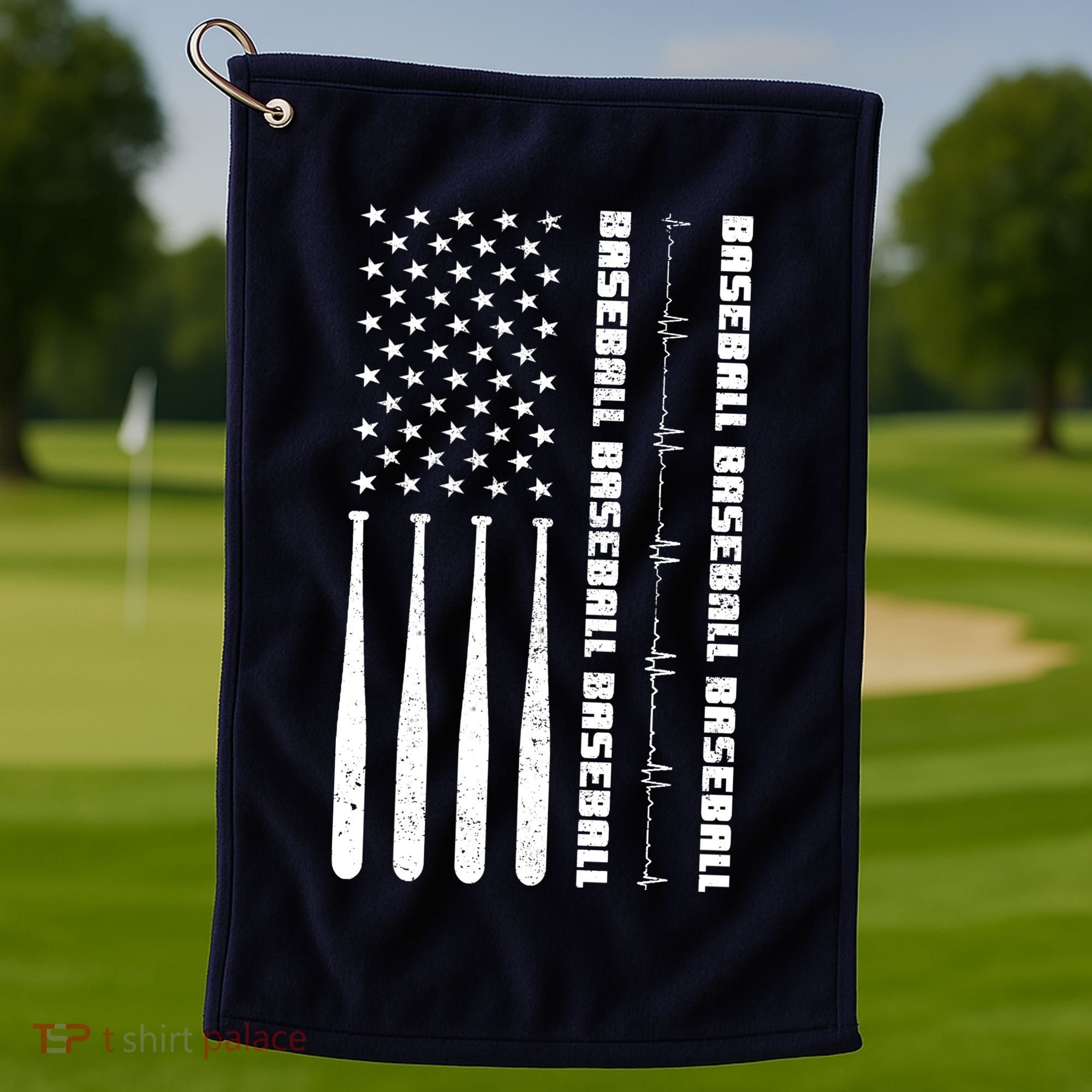 Baseball Player American Flag Patriotic Boy Baseball Golf Towel