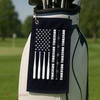Baseball Player American Flag Patriotic Boy Baseball Golf Towel thumb 2