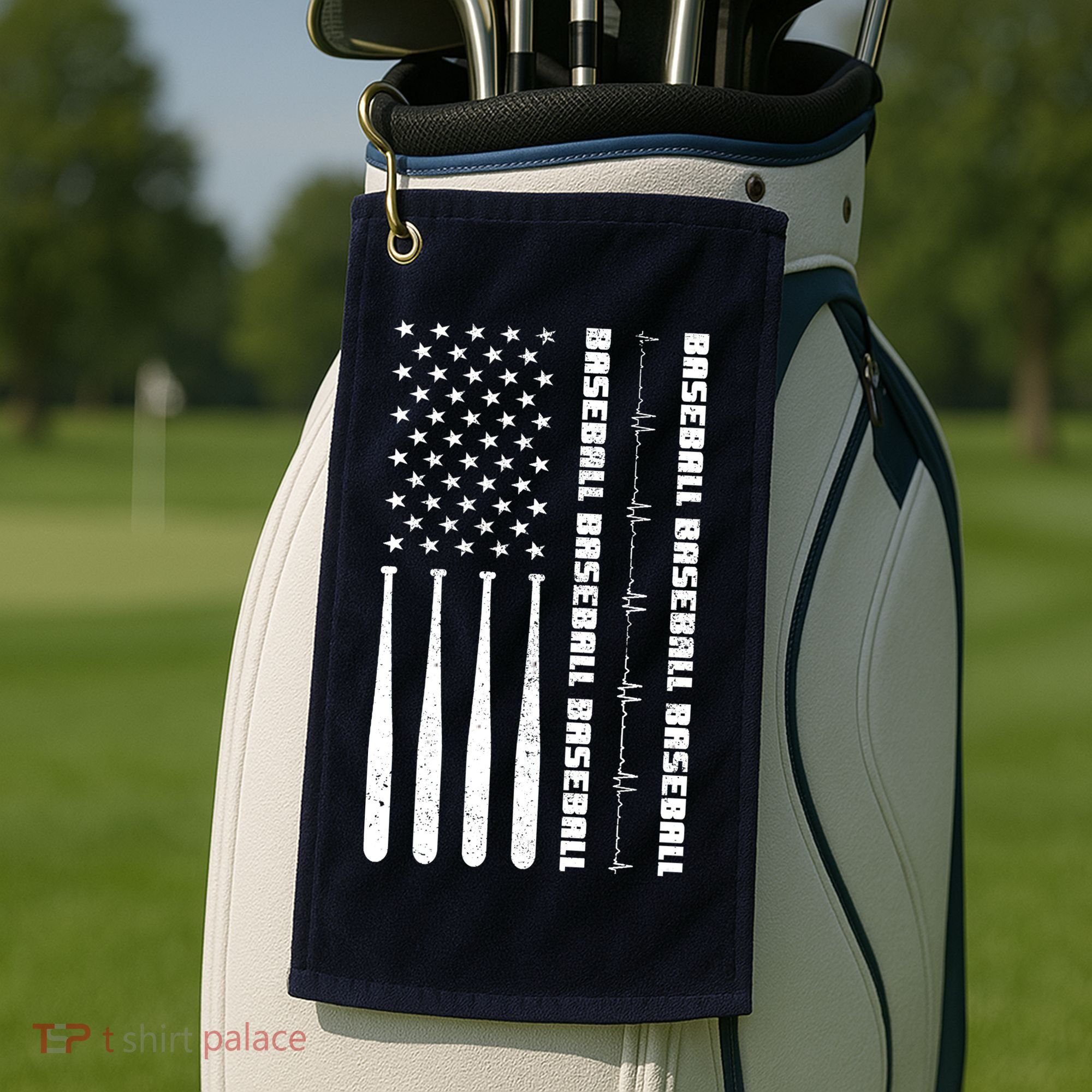 Baseball Player American Flag Patriotic Boy Baseball Golf Towel