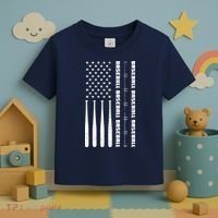 Baseball Player American Flag Patriotic Boy Baseball Toddler T-Shirt thumb 3