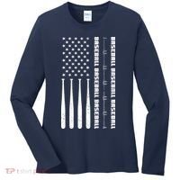 Baseball Player American Flag Patriotic Boy Baseball Women's Long Sleeve Shirt thumb 0