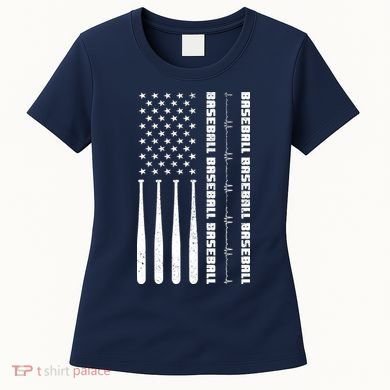 Baseball Player American Flag Patriotic Boy Baseball Women's T-Shirt