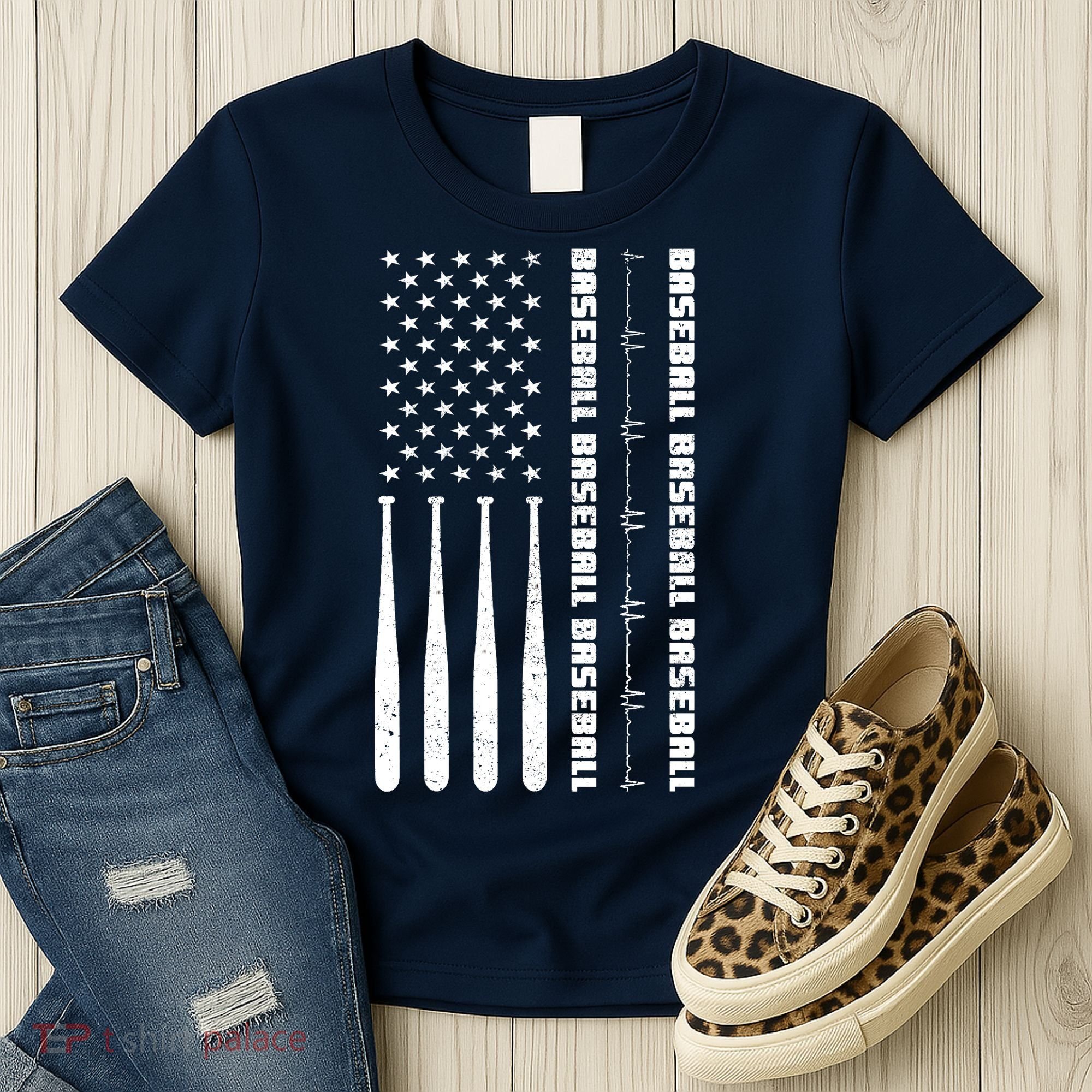 Baseball Player American Flag Patriotic Boy Baseball Women's T-Shirt