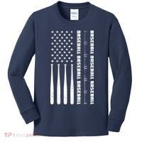 Baseball Player American Flag Patriotic Boy Baseball Kids Long Sleeve Shirt thumb 0