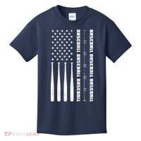 Baseball Player American Flag Patriotic Boy Baseball Kids T-Shirt thumb 0
