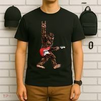 Bigfoot Playing A Electric Guitar Rock On Sasquatch Big Foot T-Shirt thumb 6