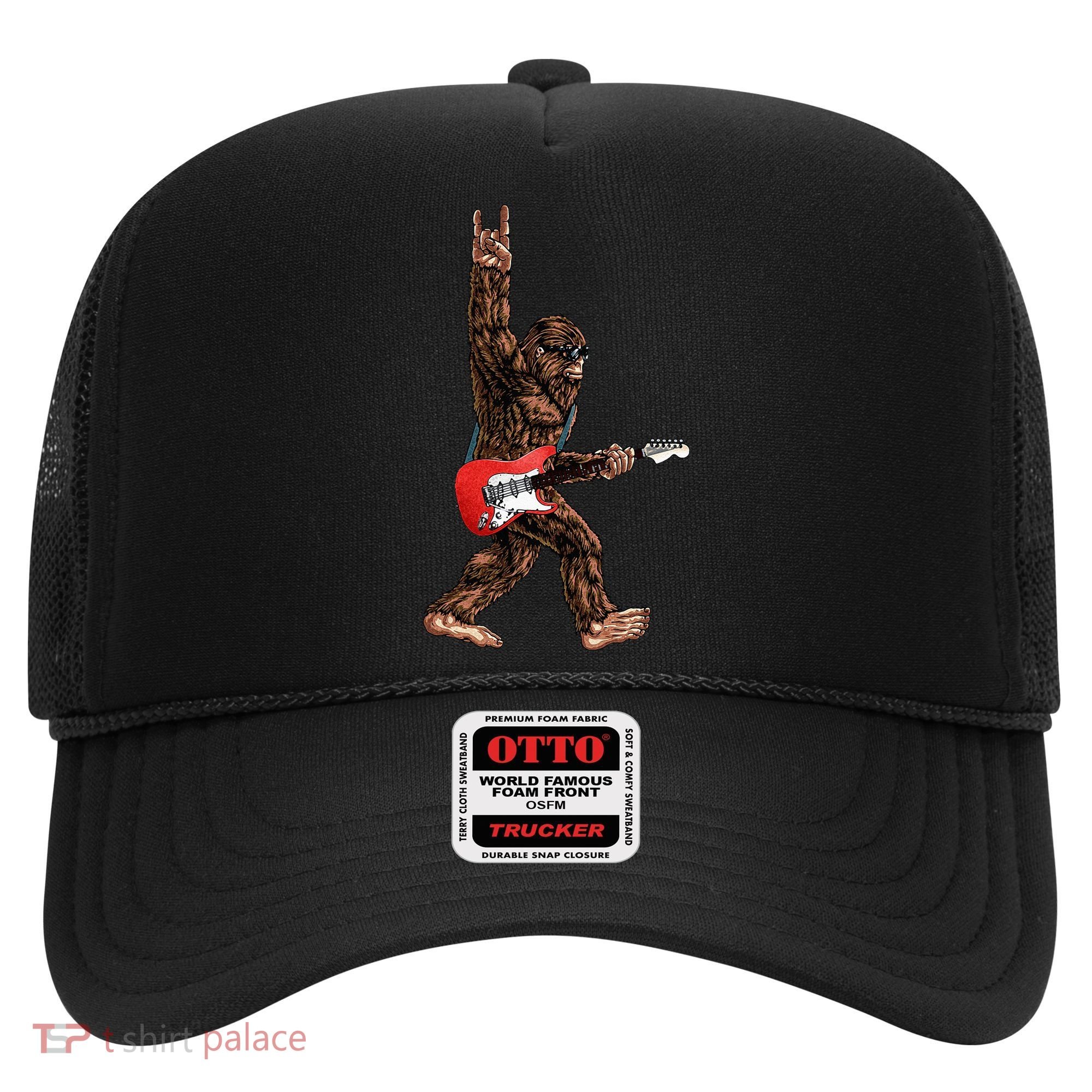 Bigfoot Playing A Electric Guitar Rock On Sasquatch Big Foot Hat