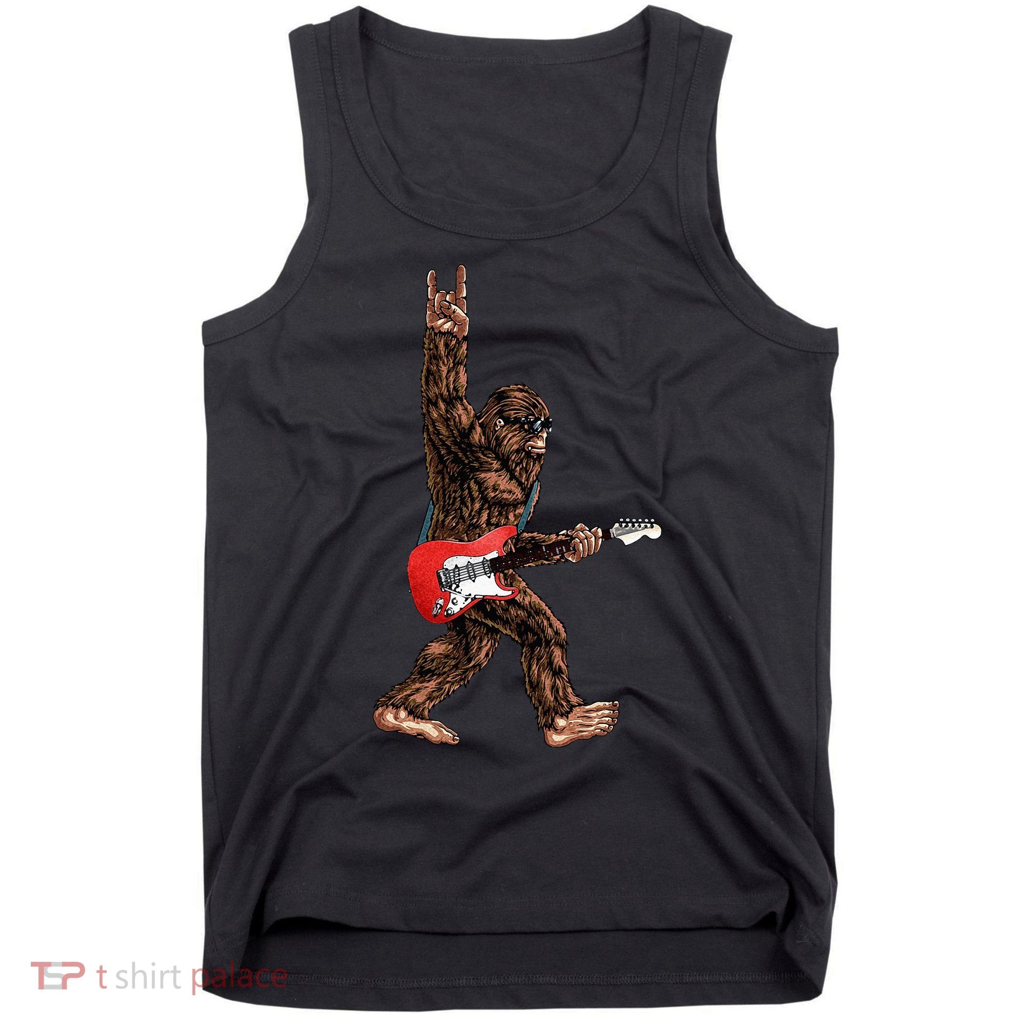 Bigfoot Playing A Electric Guitar Rock On Sasquatch Big Foot Tank Top