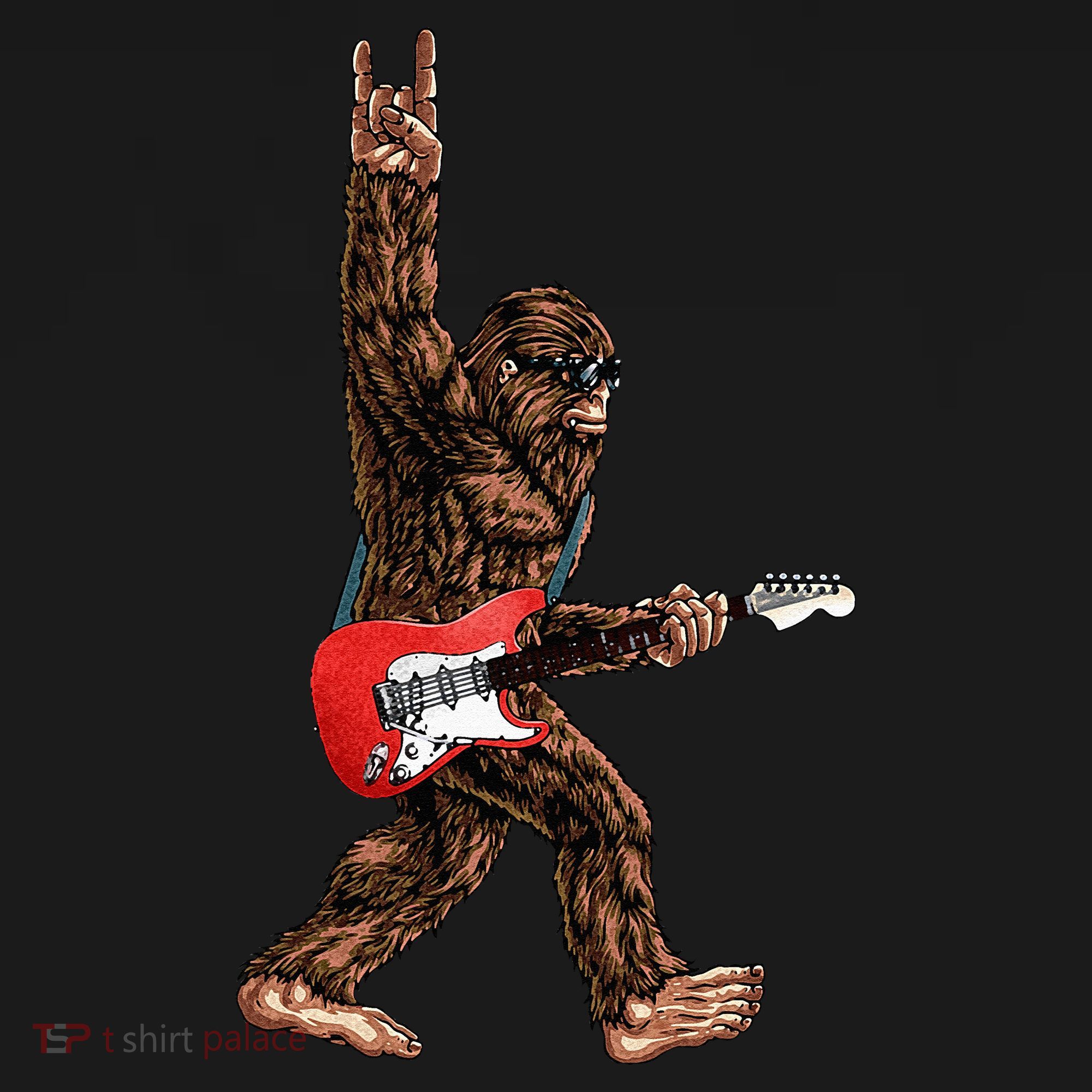 Bigfoot Playing A Electric Guitar Rock On Sasquatch Big Foot Tank Top