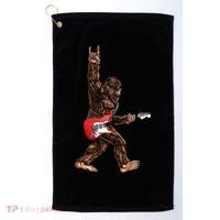 Bigfoot Playing A Electric Guitar Rock On Sasquatch Big Foot Golf Towel thumb 0