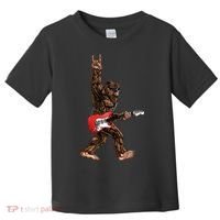 Bigfoot Playing A Electric Guitar Rock On Sasquatch Big Foot Toddler T-Shirt thumb 0