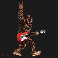 Bigfoot Playing A Electric Guitar Rock On Sasquatch Big Foot Women's T-Shirt thumb 6