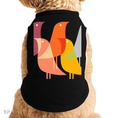 Bird Print Art Deco 60s Style Minimal Hippy Retro Cool Doggie Tank