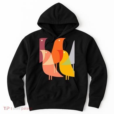 Bird Print Art Deco 60s Style Minimal Hippy Retro Cool Hoodie