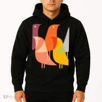 Bird Print Art Deco 60s Style Minimal Hippy Retro Cool Hoodie thumb 2