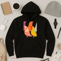 Bird Print Art Deco 60s Style Minimal Hippy Retro Cool Hoodie thumb 3