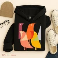 Bird Print Art Deco 60s Style Minimal Hippy Retro Cool Hoodie thumb 4