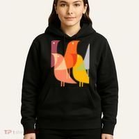 Bird Print Art Deco 60s Style Minimal Hippy Retro Cool Hoodie thumb 5