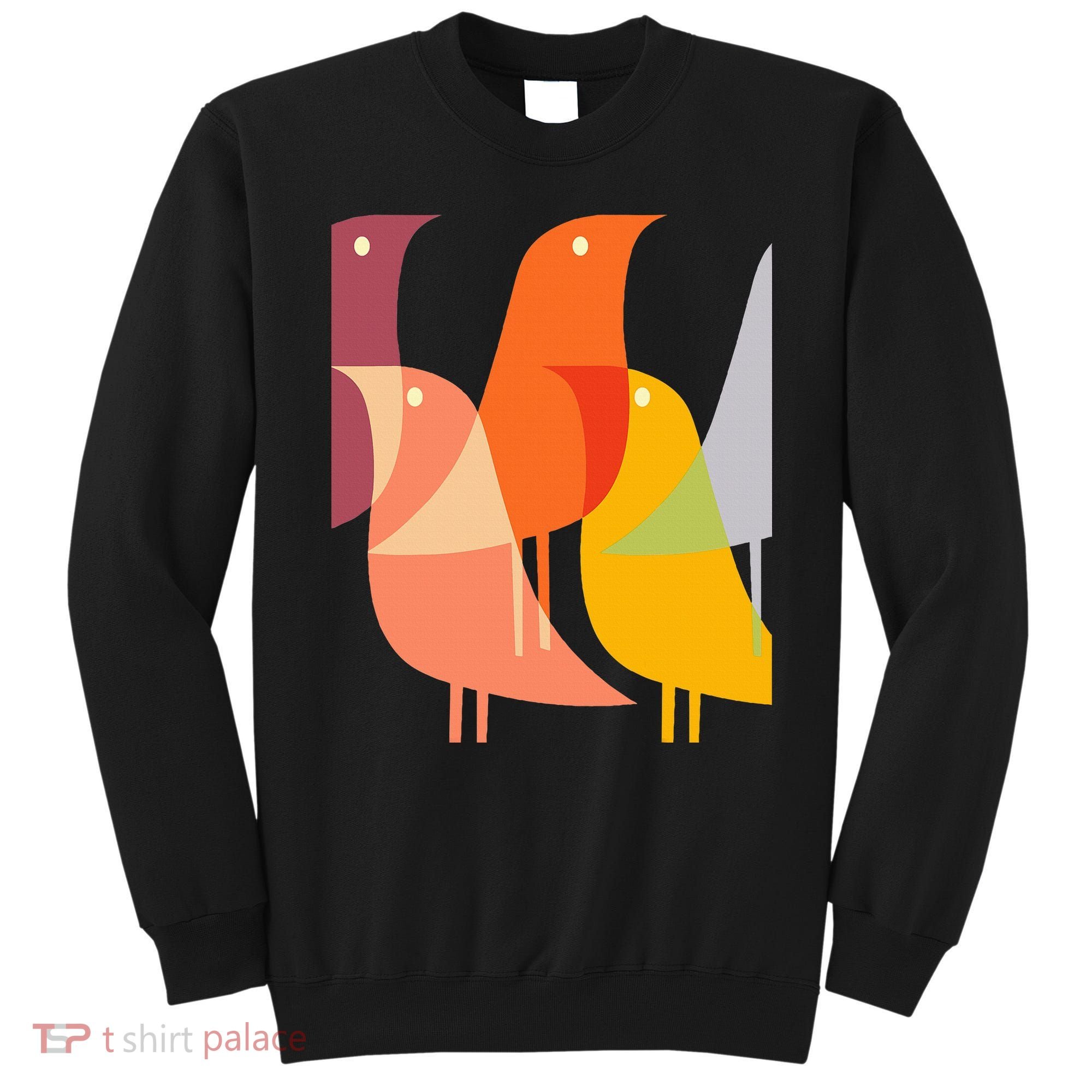 Bird Print Art Deco 60s Style Minimal Hippy Retro Cool Sweatshirt