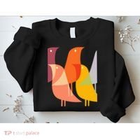 Bird Print Art Deco 60s Style Minimal Hippy Retro Cool Sweatshirt thumb 2